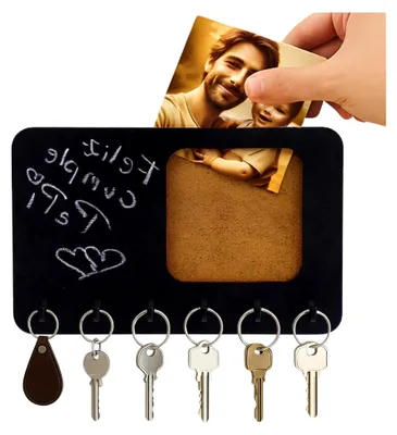 Produktbild von Schlüsselbrett mit Ablage – Praktischer Schlüsselhalter aus Holz zur Aufbewahrung von Schlüsseln – Modernes Schlüsselboard mit Haken
