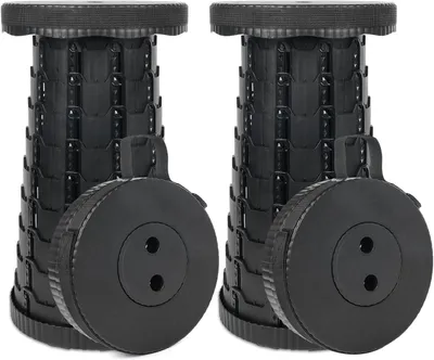 Obrázok produktu pre Teleskopická kempingová stolička, výškovo nastaviteľná 6-45 cm, nosnosť 181 kg, čierna pre exteriér