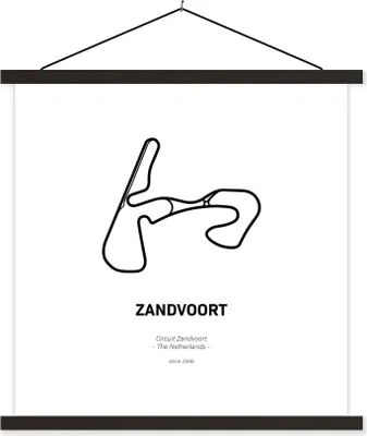 Produktbild von MuchoWow® Textilposter Rennstrecke - Zandvoort - Formel 1 120x120 cm mit schwarzem Rahmen - Aufhängungsset