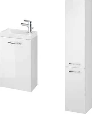 Produktbild von BADLAND Badmöbel Set LARA COMO 40 Waschbecken-Unterschrank mit Hochschrank 150x30x25, 2-Türen, Weiß