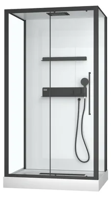 Zdjęcie produktu dla Kompletny prysznic MARWELL design Kompletny prysznic gotowy prysznic White Isle 115 x 90 x 217 cm - kompletny zestaw obejmuj?cy brodzik i armatur? - monta? dwustronny - wysokiej jako?ci system profili aluminiowych