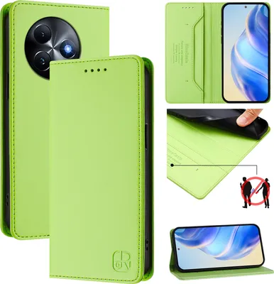 Produktbild von Lederhülle für itel S24 Hülle Flip Brieftasche Kartenfächern Ständer Schutzhülle Grün