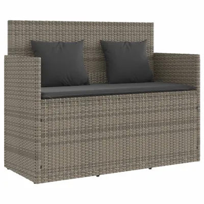 Immagine prodotto di Panca da Giardino con Cuscini Grigia in Polyrattan