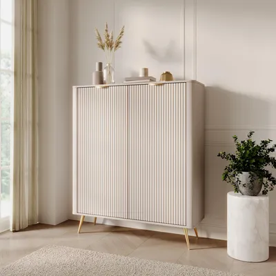 Immagine prodotto di Nerrio - Credenza, 113x38x134h cm Beige, 4 Ripiani
