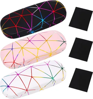 Produktbild von Camptrip 3 Stück Brillenetui Hardcase, Brillenetui Personalisiert Groß Tragbar Brillentasche mit Brillenputztuch für damen Brillen Sonnenbrille