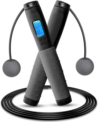 Produktbild von Springseil mit Zähler, Springseil Erwachsene Kinder Seilspringen Fitness verstellbares schnurloses H