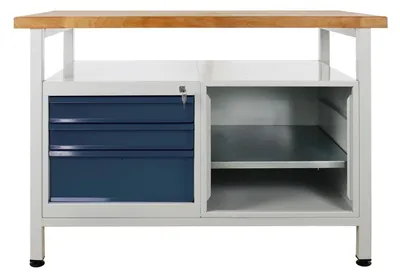 Produktbild von ADB Werkbank lichtgrau, anthrazitgrau 3 Schubladen 120,0 x 60,0 x 84,0 cm