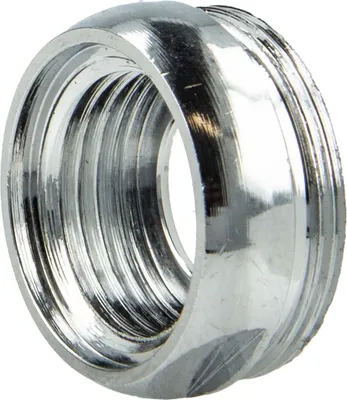 A close-up studio shot of a metal adapter fitting.