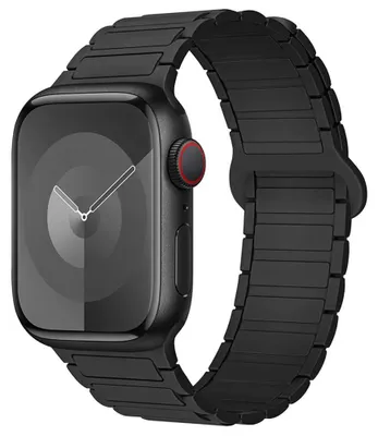 Image de Bracelet pour Apple Watch Series Ultra 2/3, 11, 10, 9 8 SE 7 6 5 4 3 2 1 46mm-45mm-44mm-42mm-49mm Silicone Magnétique Noir