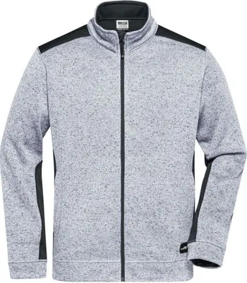 Produktbild von Pflegeleichte Strickfleece Jacke im Materialmix white-melange/carbon, Gr. XL