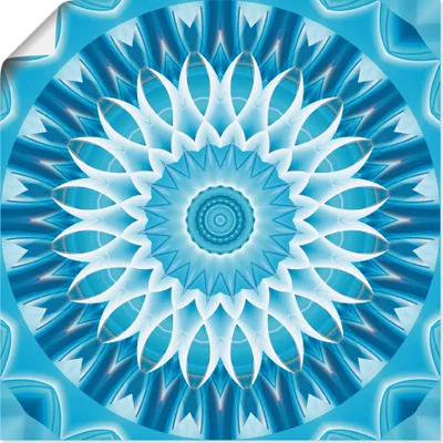Produktbild von ARTland Poster Mandala blau Blüte Größe: 40x40 cm