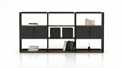 Immagine prodotto di Libreria moderna, design nero, sistema scaffali a giorno per ufficio