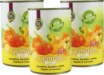 Produktbild von 3 x 410 g - Schecker Gemüse pur - gelb -vegetarisch - ideal zum Barfen/Schonkost - Nassfutter
