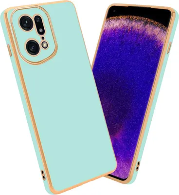 Produktbild von Cadorabo Schutzhülle für Oppo FIND X5 PRO in Glossy Mint Grün - Gold Hülle flexibles TPU Silikon Cover Kameraschutz