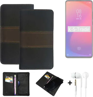 Produktbild von K-S-Trade Handyhülle + Kopfhörer kompatibel mit Xiaomi Redmi 7 Schutzhülle Walletcase Bookstyle Tasche Schutz Case Hülle Wallet Cover Kunstleder