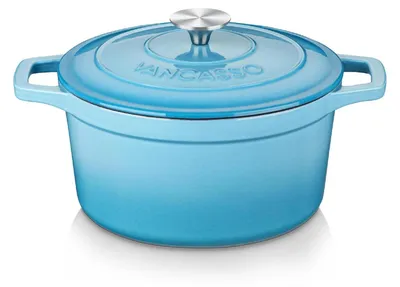 Produktbild von Gusseiserner Bräter mit Deckel 5L Ø 26cm Blau Induktion