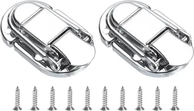 Produktbild von 2 Stück Spannverschluss Kappenschloss, 55 x 35 mm, Retro Metall Kniehebelspanner für Koffer und Kisten, Silber