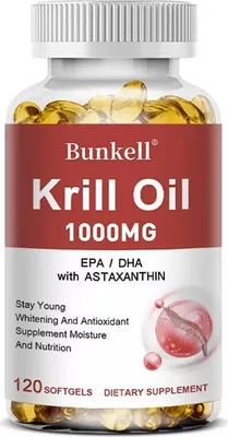 Immagine prodotto di Olio di krill antartico 1000mg (120 capsule) integratore alimentare, cuore, pelle, articolazioni, cervello