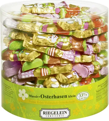 Produktbild von Riegelein kleine Massive Osterhasen aus Edel Vollmilchschokolade 525g