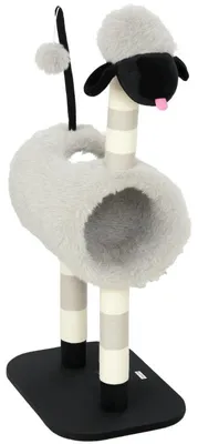 Imagen del producto de Katzenbaum con diseño de oveja, poste rascador, túnel, juguete, 98 cm (gris claro)