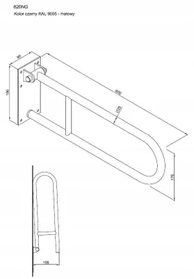 Imagen del producto de Andex: Barra de apoyo plegable, 60 cm, color negro