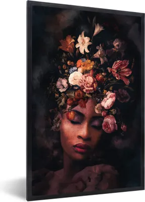 Produktbild von MuchoWow® MuchoWow® Gerahmtes Poster Flora - Frauen - Farben 40x60 cm - Poster mit zchwarzem Bilderrahmen - Papierdruck - Wandbilder