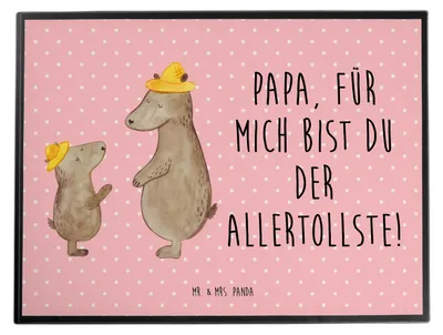 Produktbild von Mr. & Mrs. Panda schreibtischunterlage Bären mit Hut - Rot Pastell - Geschenk, Papa, Schreibunterlage, schreibauflage, Vatertag, Vater, malunterlagen, Muttertag, Kinder