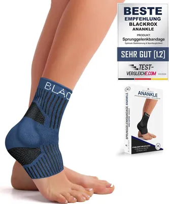 Produktbild von BLACKROX Sprunggelenkbandage [Vergleichssieger 2024] Für Damen & Herren | Bandage für das Fußgelenk | Perfekt für Sport & Fußball | Blau, Gr. L