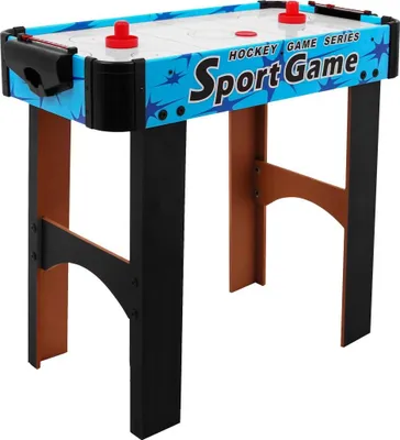 Immagine prodotto di Air hockey per bambini Air hockey blu + tavolo in MDF + soffiatore d'aria + dischi a fungo