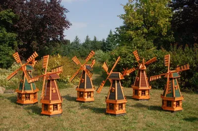 Produktbild von Große Windmühlen wahlweise mit Solarbeleuchtung – Höhe 1,30 oder 1,45 Meter, Farbe|Größe:1.28m dunkel Solar
