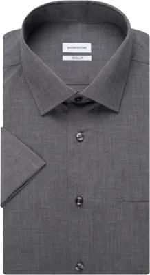 Image de Seidensticker chemise à manches courtes Modern gris uni coton