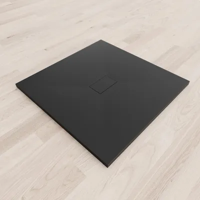 Produktbild von i-flair SMC Duschwanne 100x100 cm – 26 mm flach inkl. Ablaufgarnitur mit Deckel, Schwarz