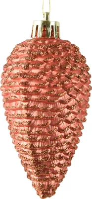 Produktbild von Christbaumschmuck Zapfen 8cm Kunststoff 6 Stück - Warmorange
