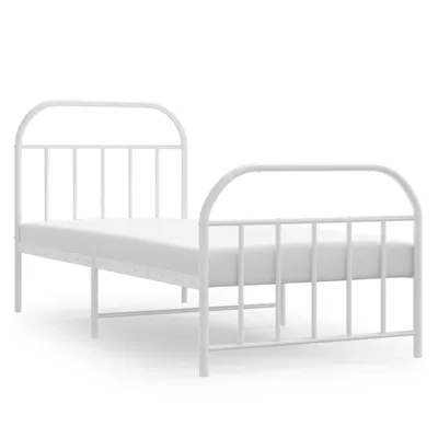 Zdjęcie produktu dla Metalowa Rama Łóżka Z Wezgłowiem I Zanóżkiem, Biała, 90X190 Cm Lumarko!