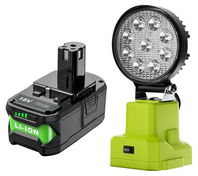Obrázok produktu pre Výmena batérie, kapacita 9000 mAh, technológia Li-Ion, kompatibilná s Ryobi, 18 V, 9,0 Ah, svietidlo