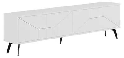 Image de Meuble TV en panneau mélaminé blanc 180 x 50 x 29,6 cm