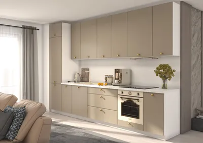 Immagine prodotto di Cucina componibile BONN 350cm frontale bianco MDF pietra grigio opaco HETTICH completamente estraibile