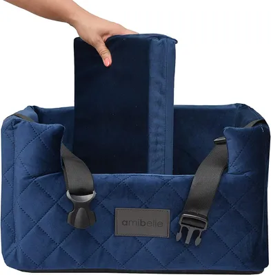 Obrázek produktu pro Sedadlo do auta pro psy Koš do auta pro psy Sedadlo do auta z umělé kůže Velvet Blue L