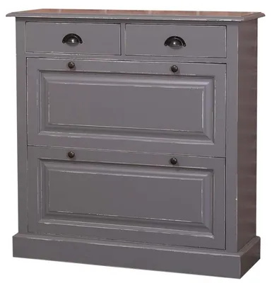 Zdjęcie produktu dla Szafka na buty Casa Padrino w stylu rustykalnym, w antycznym stylu, kolor szary, wymiary: 103 x 35 x 105 cm