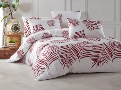 Obrázok produktu pre Predĺžená bavlnená posteľná bielizeň 140x220, 70x90cm Palmera burgundy