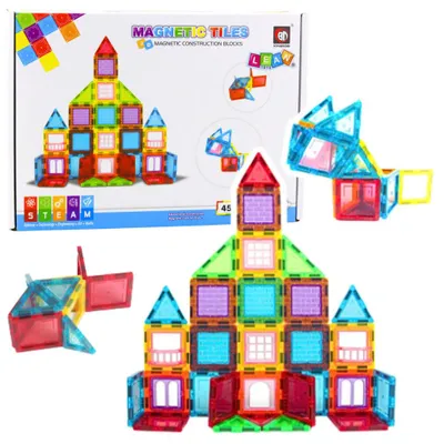 Image de Blocs magnétiques 3D ​ ​ Puzzle de construction multicolore, 45 pièces