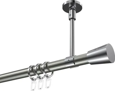 Produktbild von Interdeco Gardinenstange / Vorhangstange Edelstahl-Optik / Chrom, Typ Sonette Sitra (Konus) Deckenmontage, 20 mm Ø 1-läufig, 180 cm