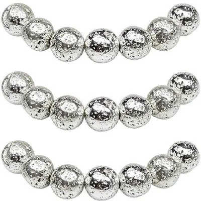 Image de Colliers en pierres naturelles - 43 perles - Lave argentée - 8 mm