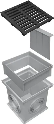 Produktbild von Marley Einlaufschacht 300x300mm mit Gussrost Aufsatz Geruchsverschluss Hofablauf Bodenablauf