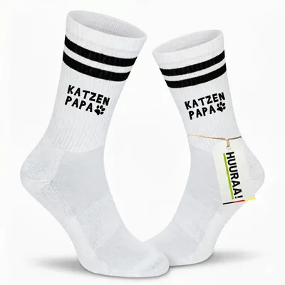 Produktbild von Huuraa Uni Socken Katzenpapa Tapse 42/46 Black Baumwolle Tennissocken Geschenkidee