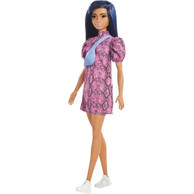 Produktbild von Barbie Fashionistas Puppe im Schlangenmuster Kleid, Anziehpuppe, Modepuppe