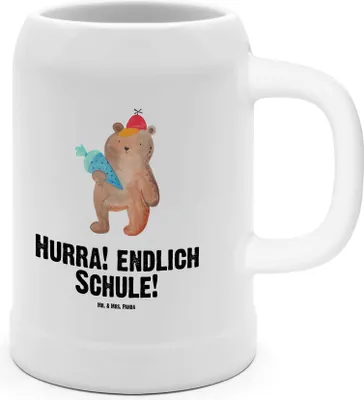Produktbild von Mr. & Mrs. Panda Krug Bär Schultüte - Weiß - Geschenk, Seidel, Steinkrug, Schulanfang, Steinbierkrug, Grundschule, Bierhumpen, Einschulung, Teddy, Erster Schultag
