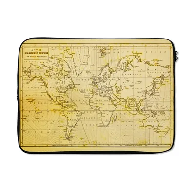 Produktbild von MuchoWow® Laptop Hülle 13 Zoll Weltkarte - Vintage - Gelb Laptoptasche - Laptophülle - Sleeve - Rundumschutz
