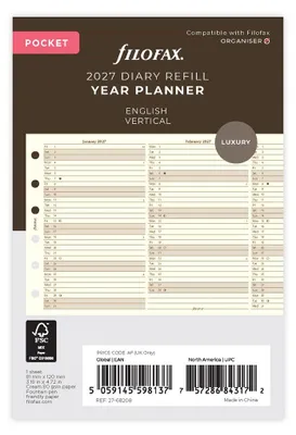 Produktbild von FILOFAX Kalendereinlage 2027 - POCKET - Jahresplaner - creme Baumwolle - englisch