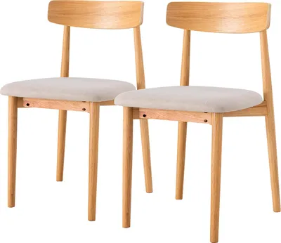 Produktbild von home24 Esszimmerstuhl - 2er-Set - Eiche Massiv / Webstoff